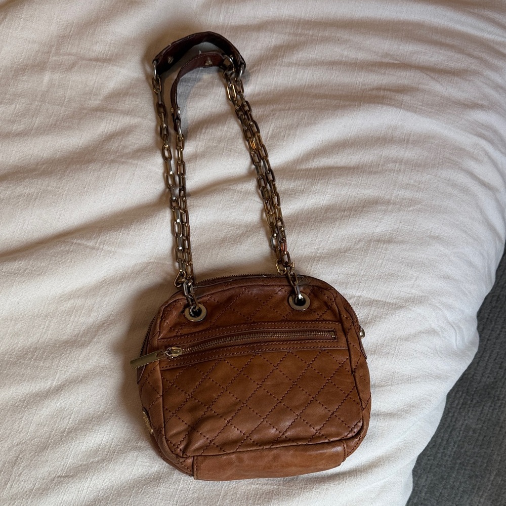 Tory Burch Brown Quilted Chain Strap Purse